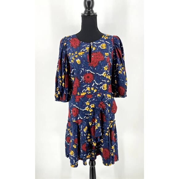 Sea willow ruffle dress in navy 10 - Picture 1 of 7